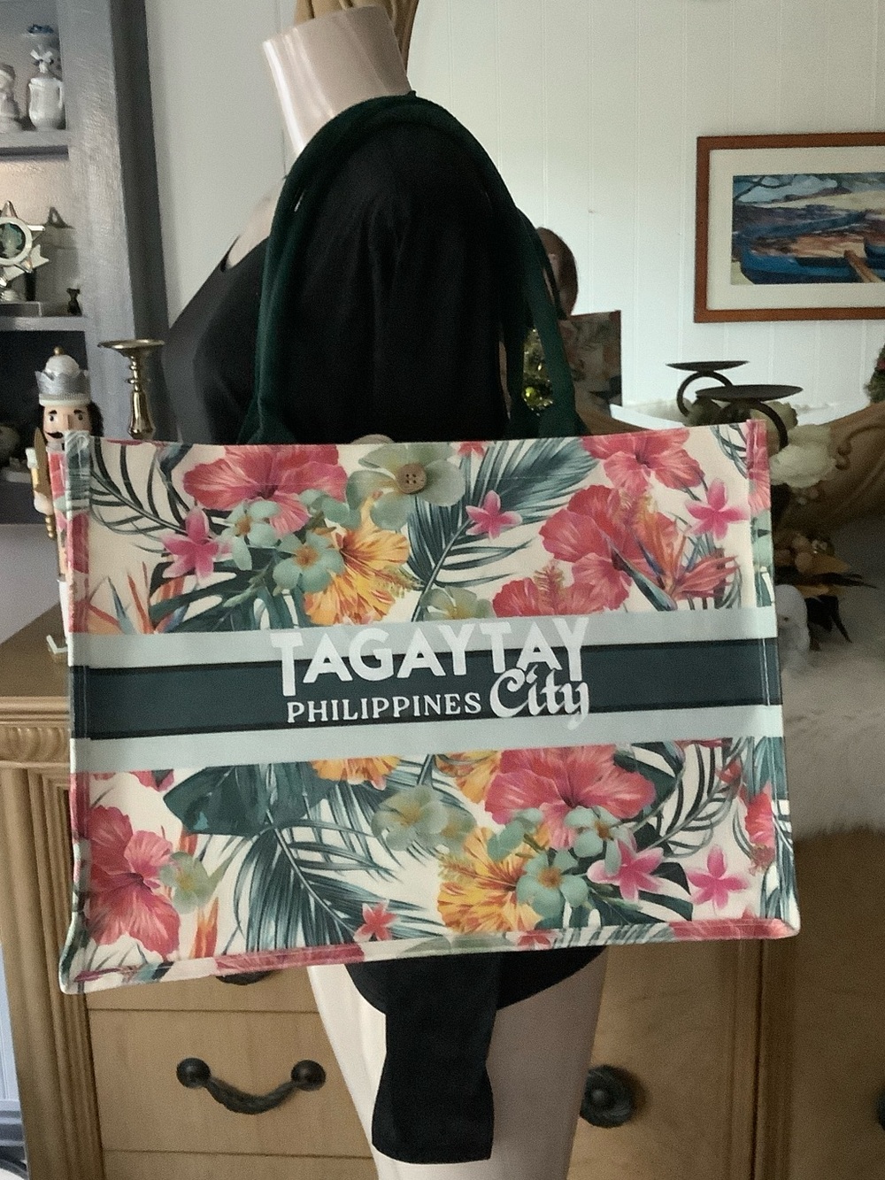 Floral Tote Bag in Multi-Color “TAGAYTAY PHILIPPINES City”